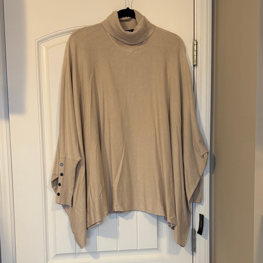Alfani Oversized Dolman Turtleneck Tunic Sweater Beige M NWT